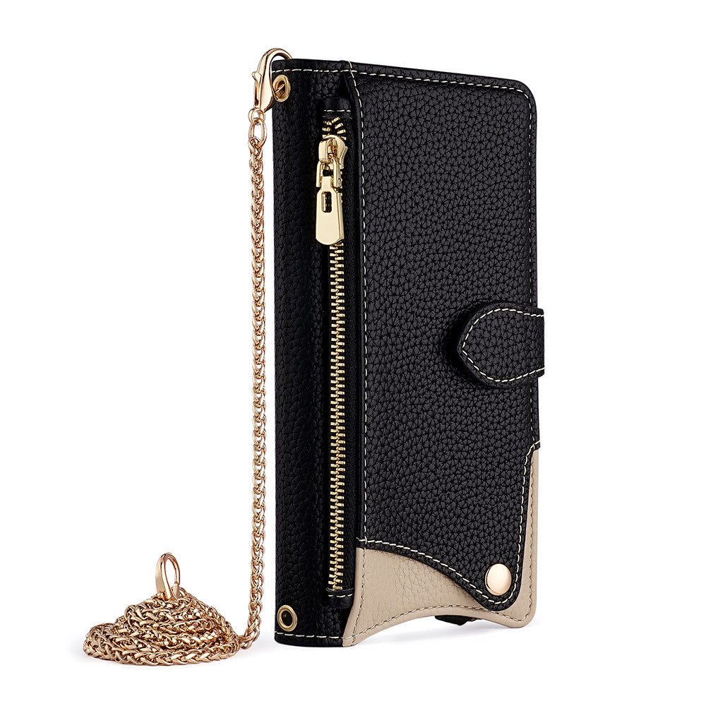 Makeup mirror Apple 17 Promax crossbody phone case suitable for iPhone 15 stand 16 card insertion 13 phone case