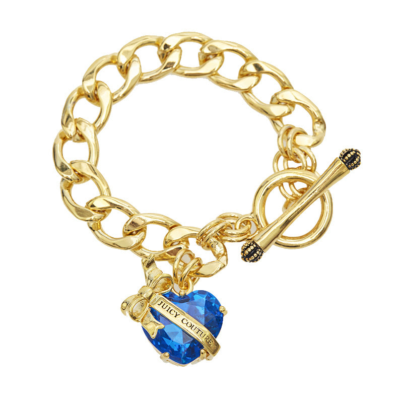 Bracelet Crystal Gemstone Love Zircon Bow Pendant T-Buckle Crown Handmade