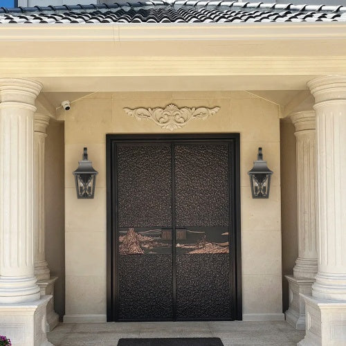 Black Outdoor Wall Light 2 Lights, Large Outdoor Modern Wall Light Fixtures