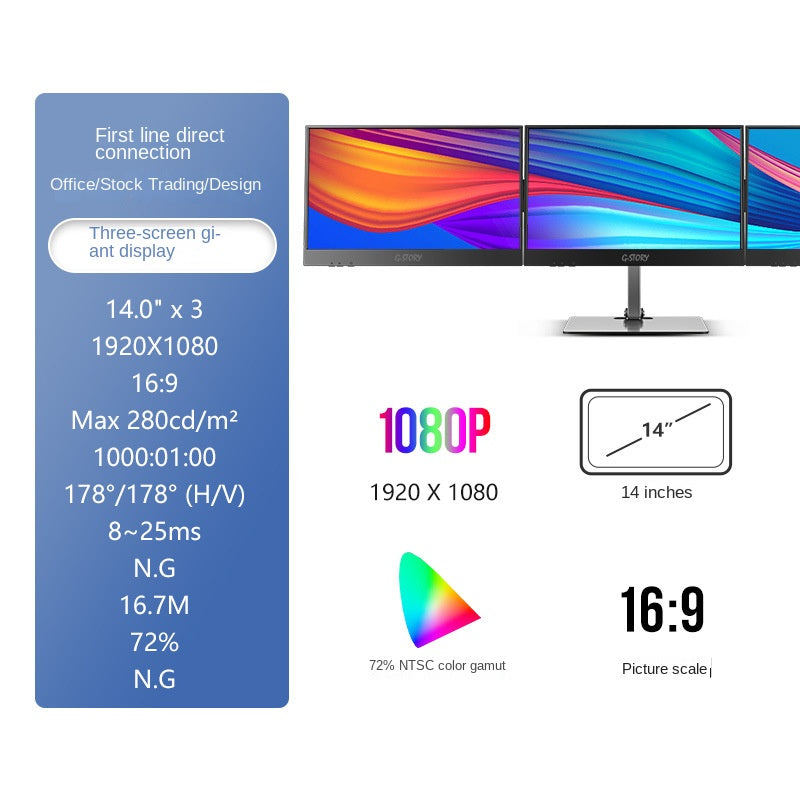 G-STORY Cross-border Stock Trading Office 23.4-inch HD Monitor for Laptop/Computer Dual Screen Extension