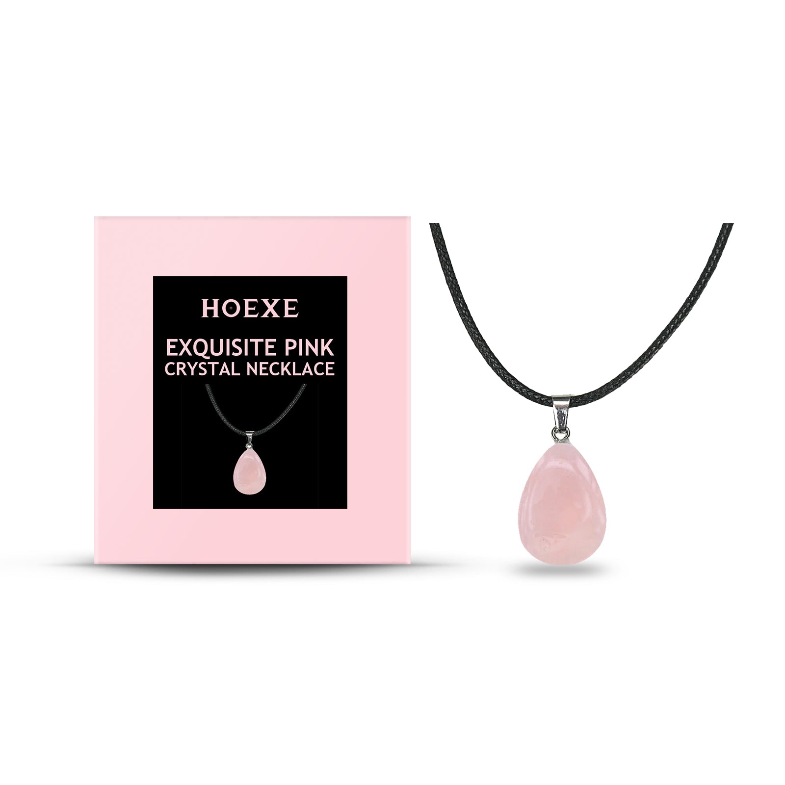 Hoexe Exquisite Powder Crystal Necklace Light Luxury Niche Ins Simple Style Everyday Clavicle Chain Gentle Temperament