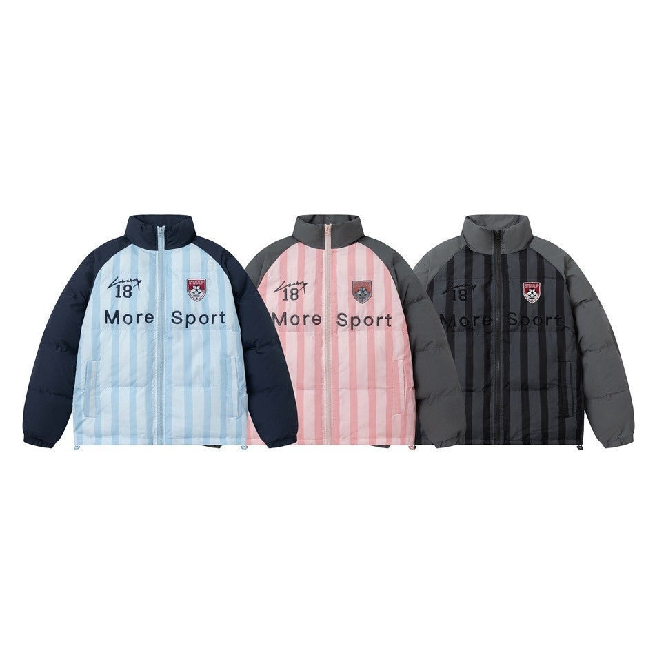 Streetwear Warm Stand Collar Cotton Coat Unisex Loose Cotton Jacket Winter Outerwear