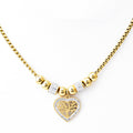 European and American Style Titanium Steel Heart Tree of Life Rhinestone Necklace for Women Simple Love Charm Jewelry