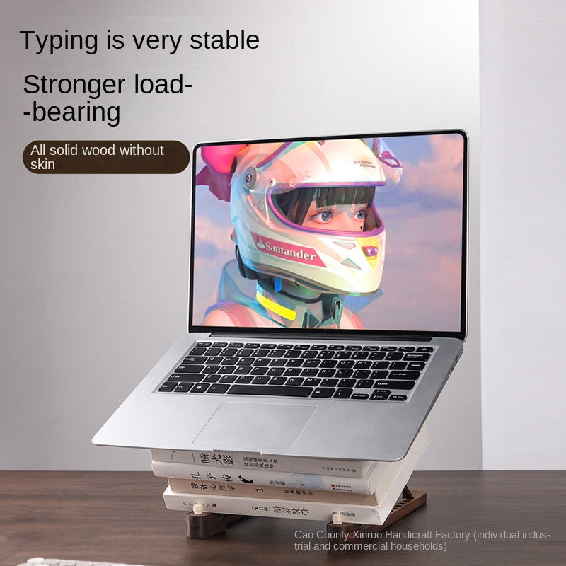 Laptop Stand Desktop Riser Elevated Ventilated Base Vertical Creative Storage Wooden Shelf