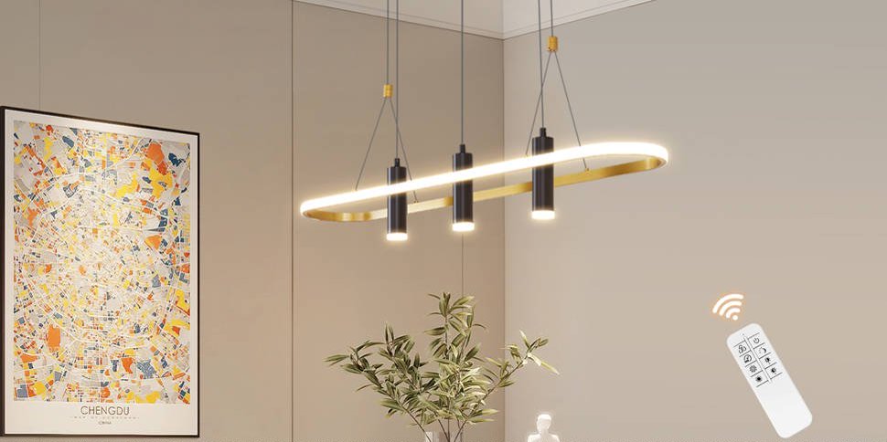 Javeriah 4 - Light Black Gold Dimmable LED Pendant Light No Bulb