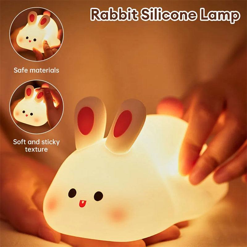 Cute LED Night Light Touch Sensor  Rabbit Silicone Night Light