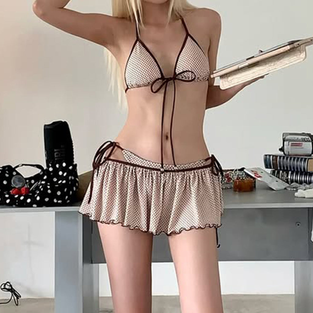 Sexy bikini split strap swimsuit set